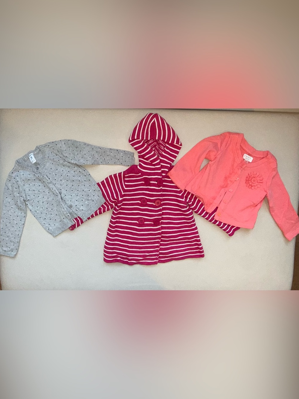 Kids Hooded Striped Cardigan and 2 sweaters - size 18 months